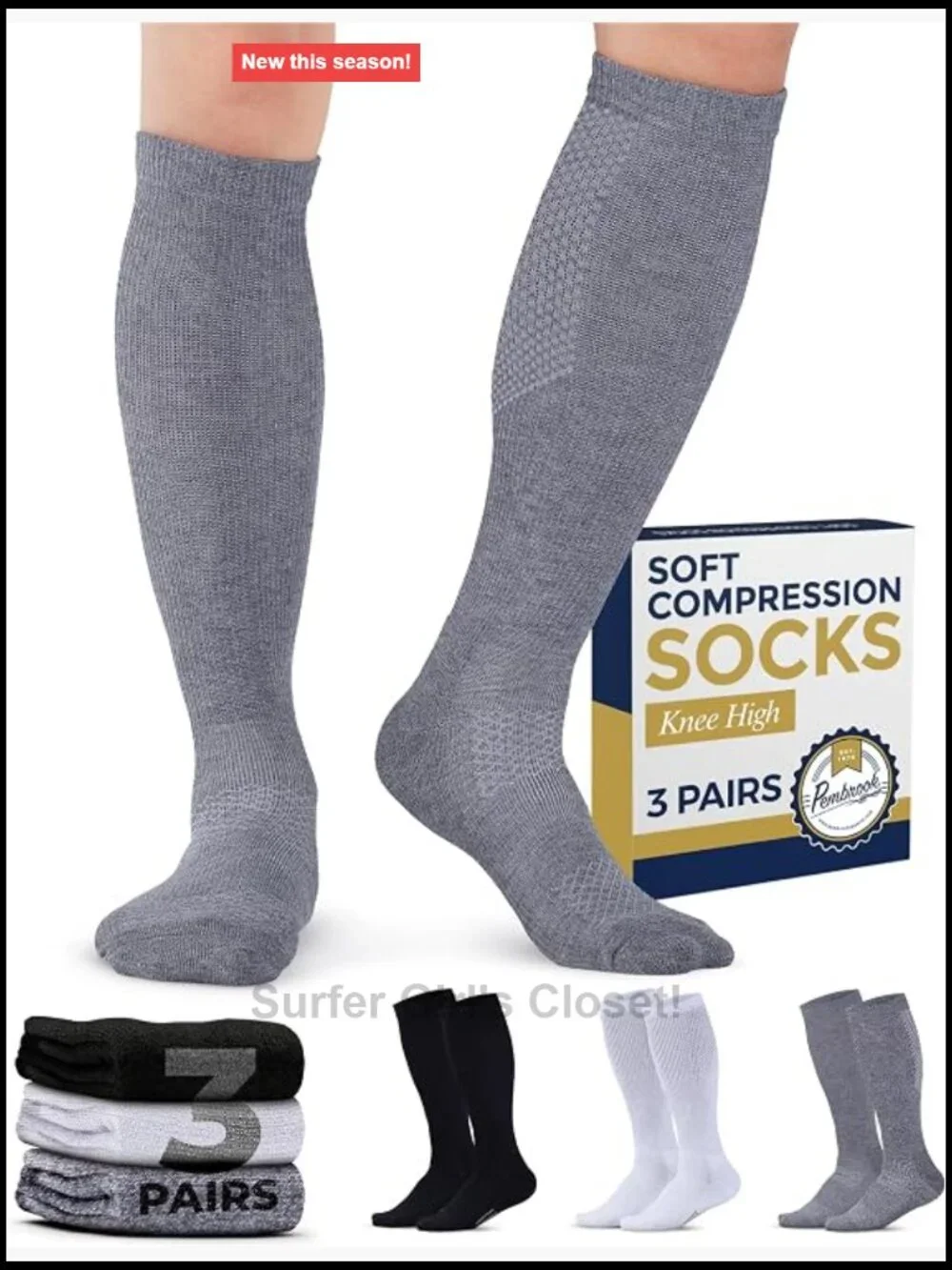 Light Compression Socks - 3 Pairs 8-15 mmHg Men's Dress Socks